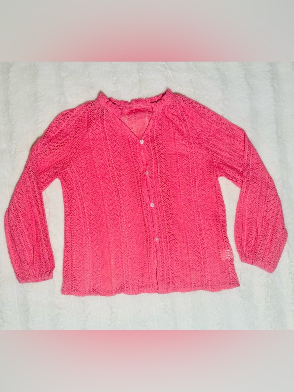 Women's Pink Button-Up Knit Cardigan